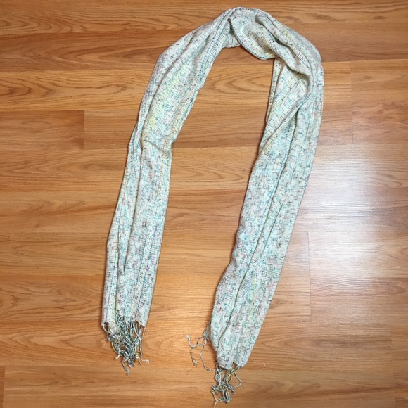 UO Cream and Multi Color Scarf with Fringe - Picture 2 of 7
